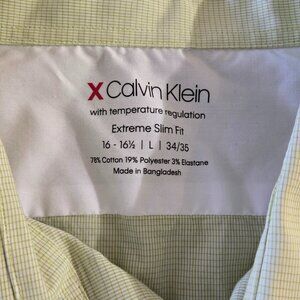 CALVIN KLEIN Light Green Temperature Extreme SlimFit Dress Shirt 16 16-1/2 34/35